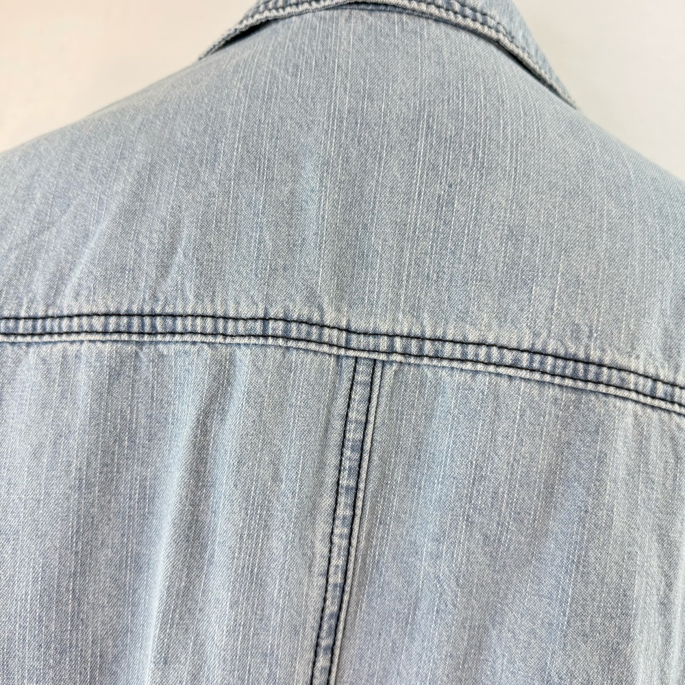 Light Blue Denim Pullover Utility Jacket - image 5